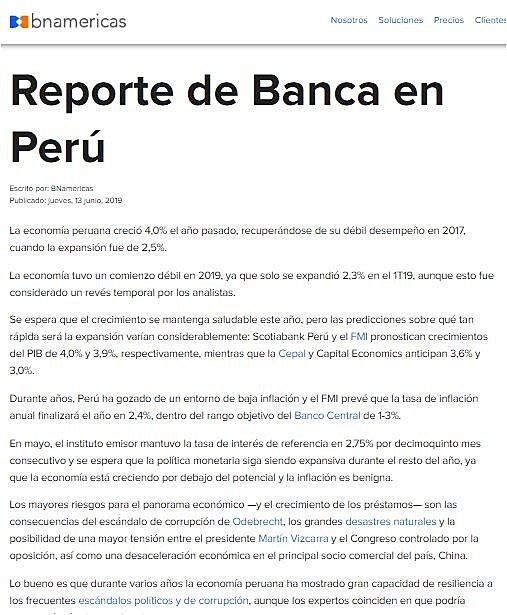 Reporte de Banca en Per